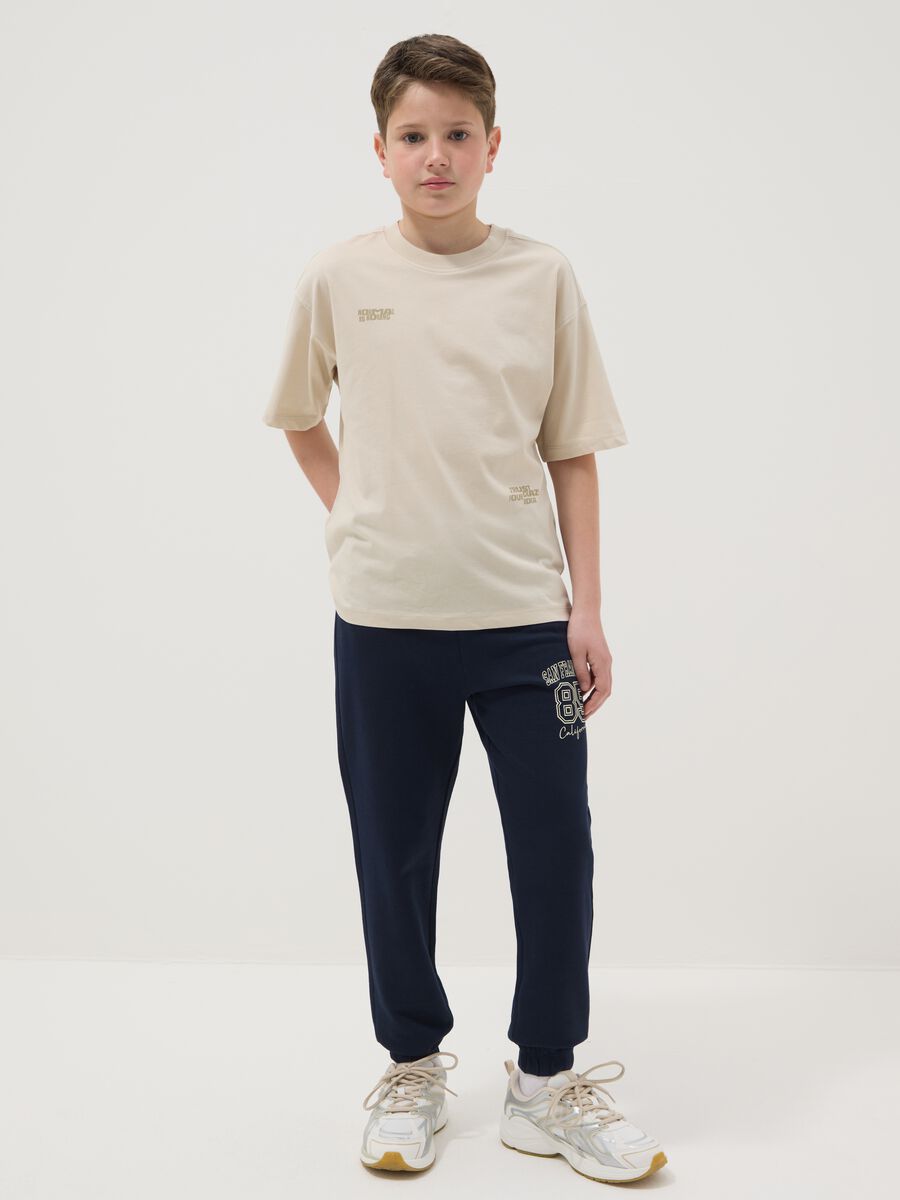 Boys&rsquo; blue cotton-viscose jogger trousers, regular fit_0
