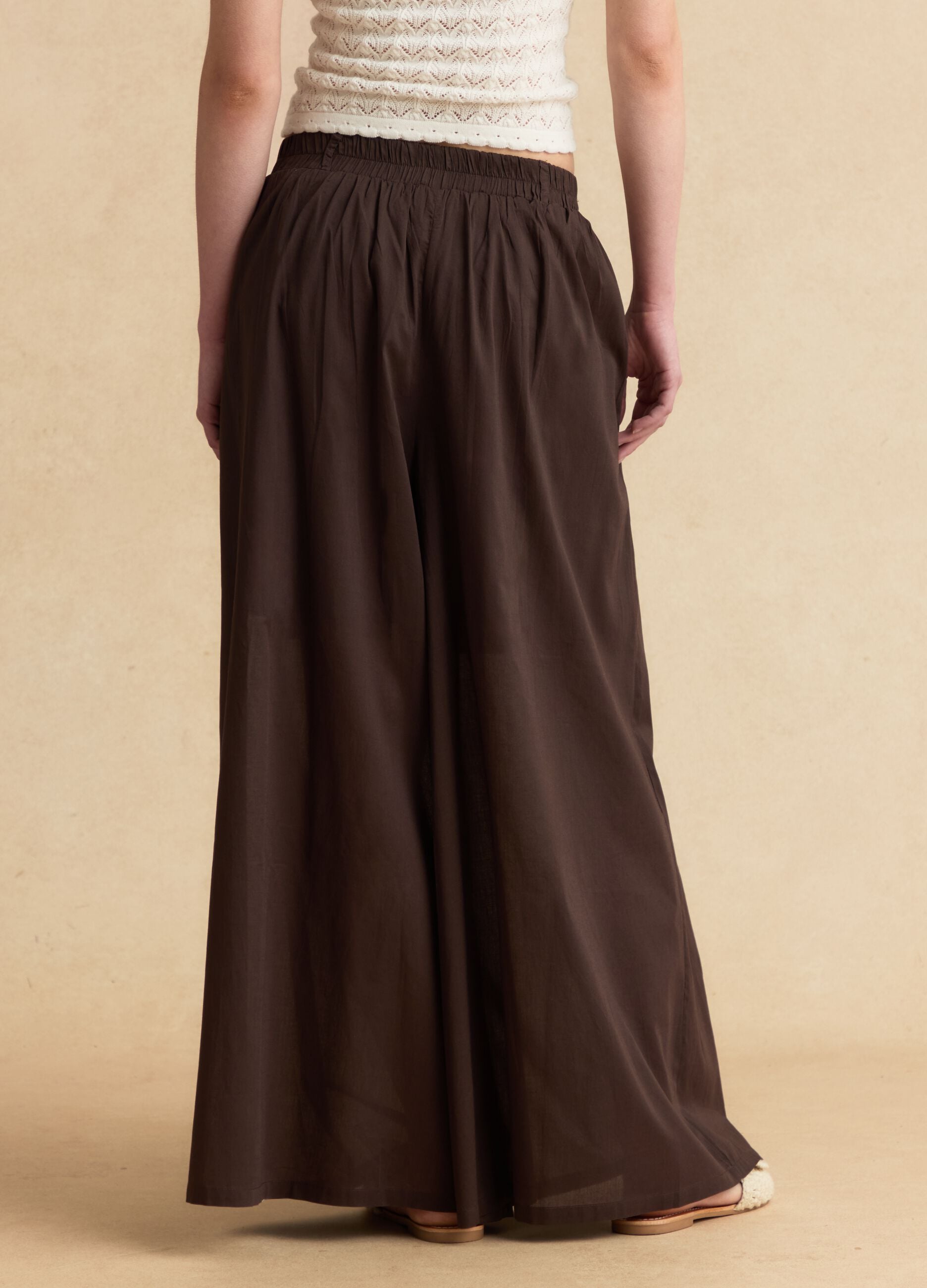 Brown pure cotton palazzo trousers