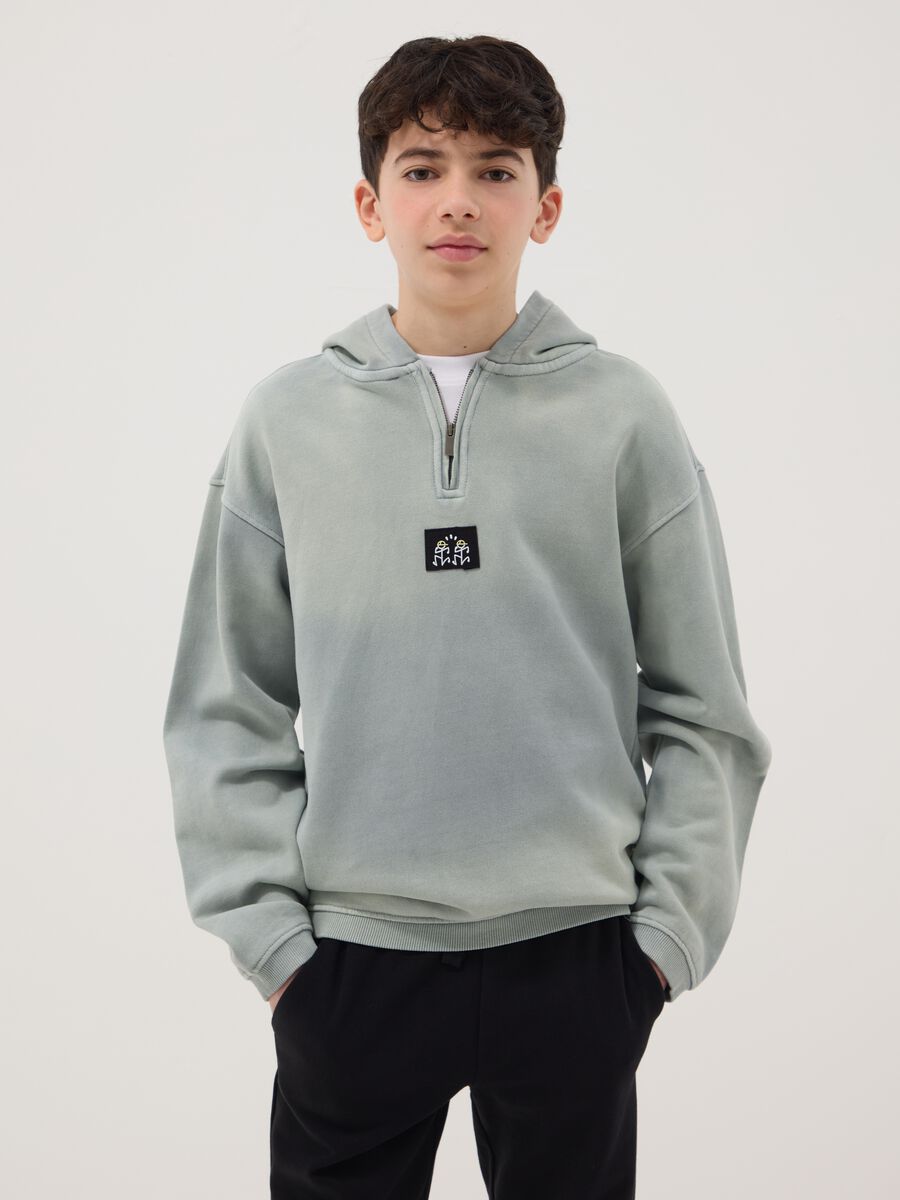 Green Tie-Dye Oversized Fit Boys' Pure Cotton Sweatshirt_0