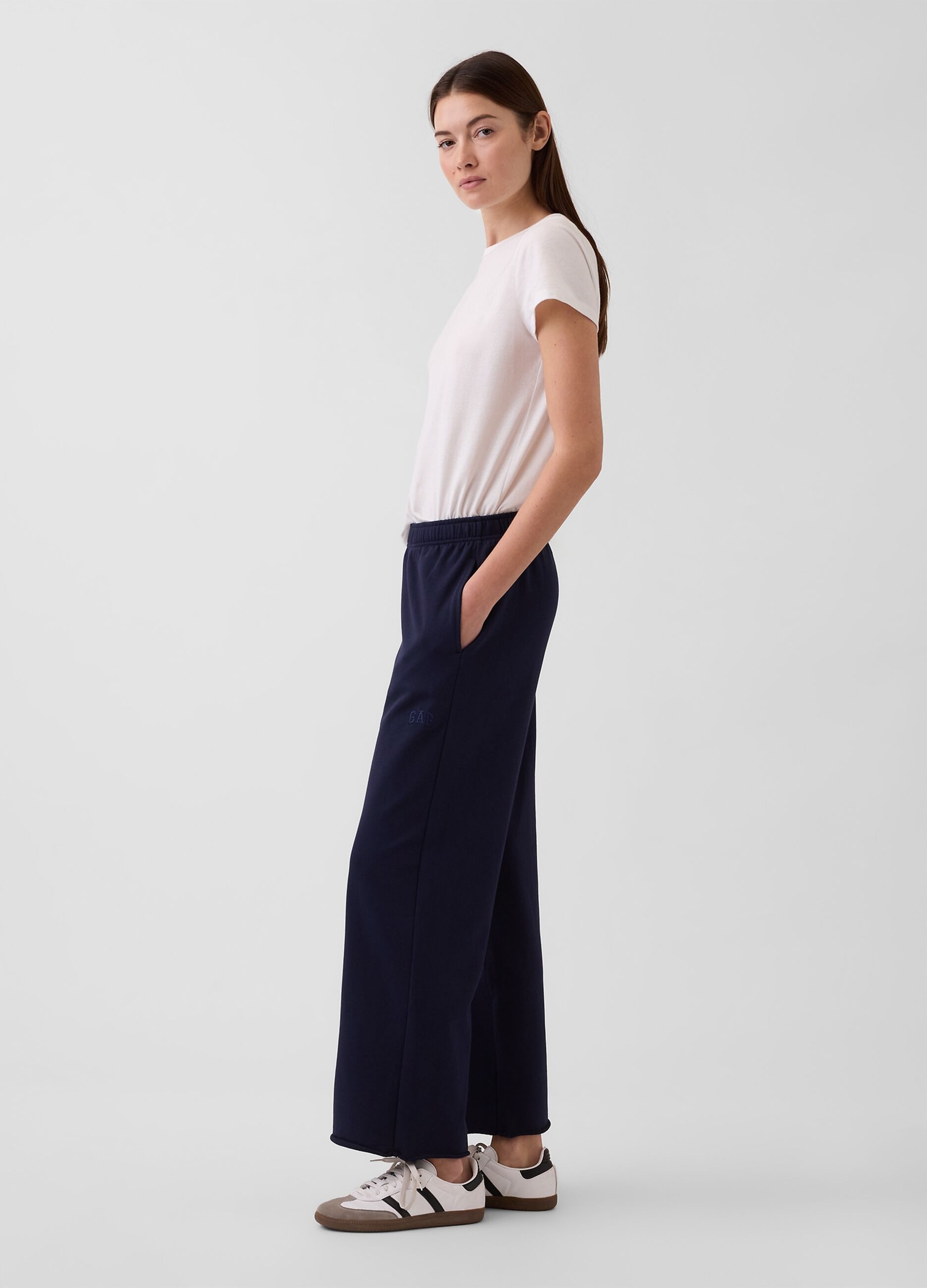 Cotton-blend palazzo trousers