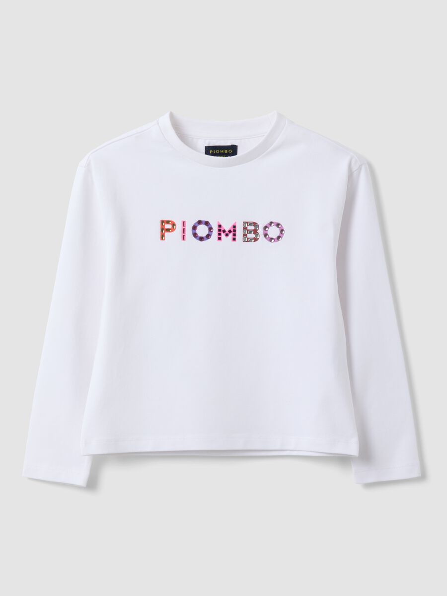 White stretch cotton T-shirt with front lettering_3
