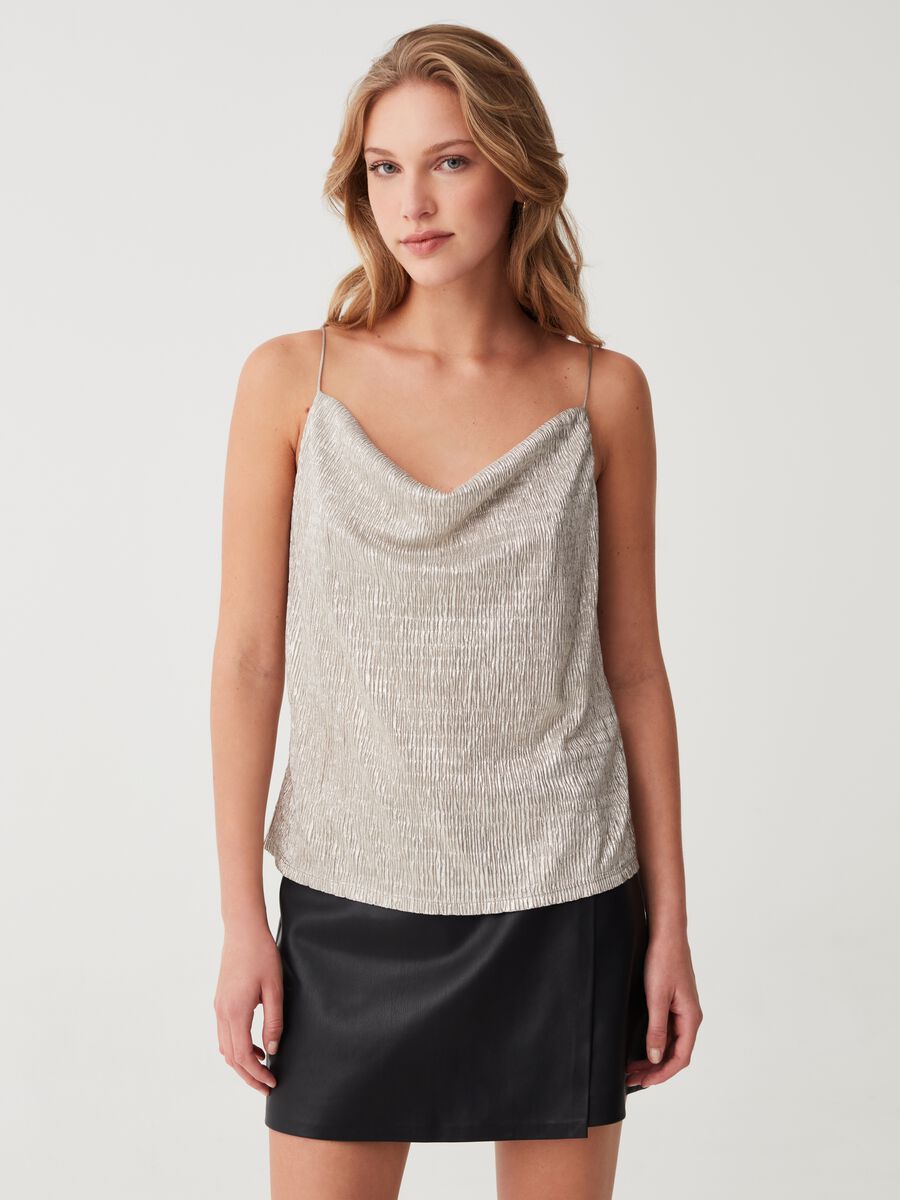 Lurex tank top with crinkle effect_1