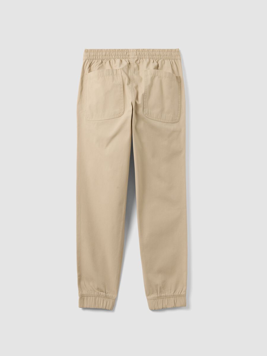 Boys' beige pure cotton jogger trousers regular fit_1