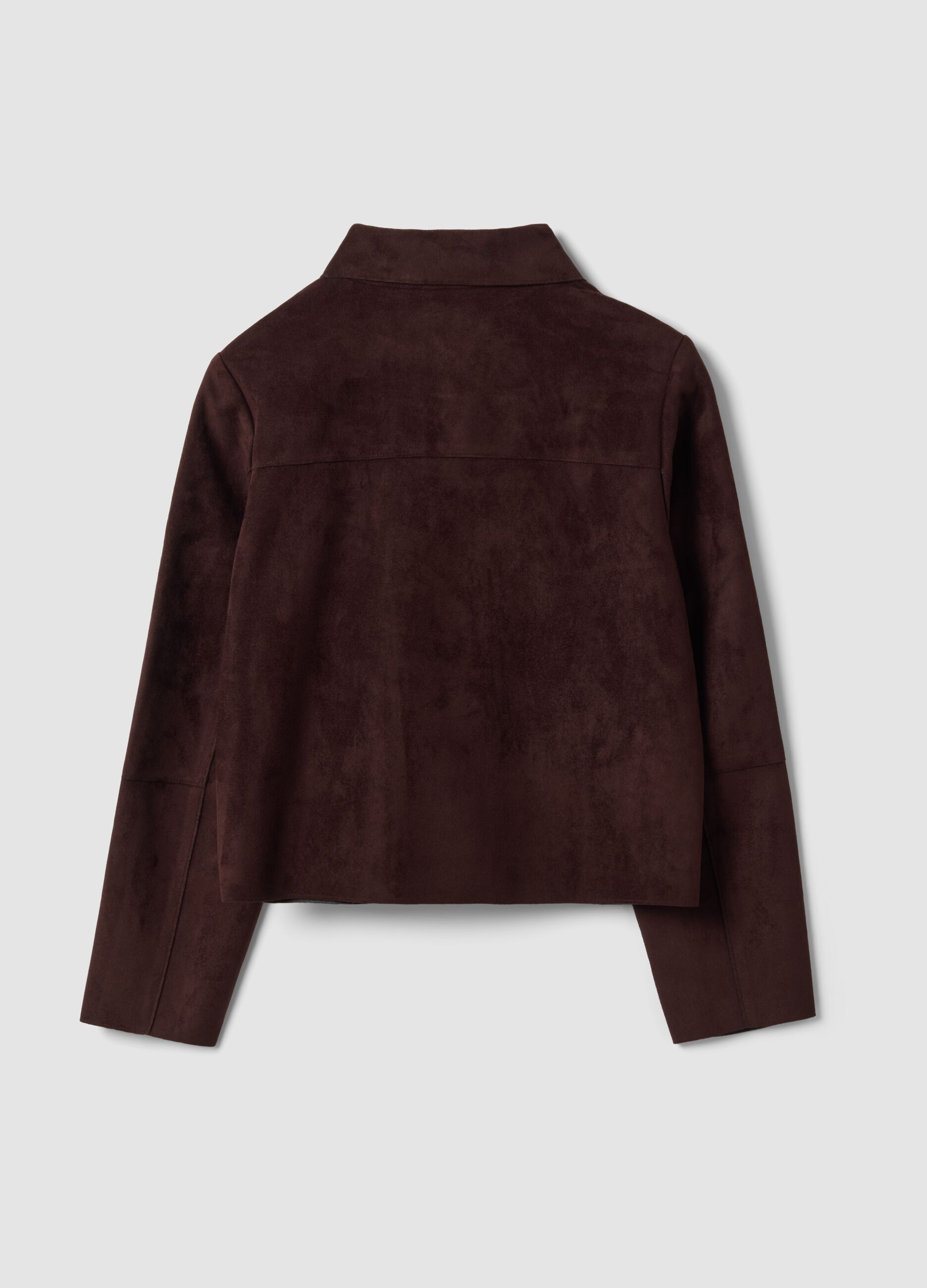 Brown regular-fit shacket with patch pockets