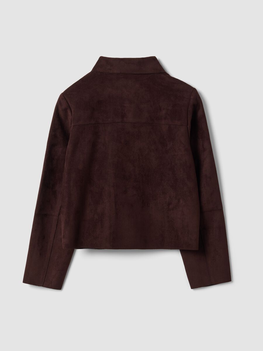 Brown regular-fit shacket with patch pockets_2