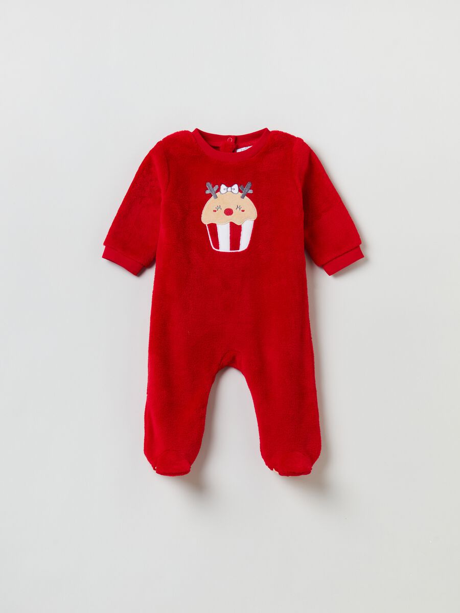 Velour onesie with embroidered muffin_0