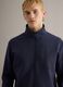 Blue cotton blend regular fit sweatshirt with full zip and high collar_0