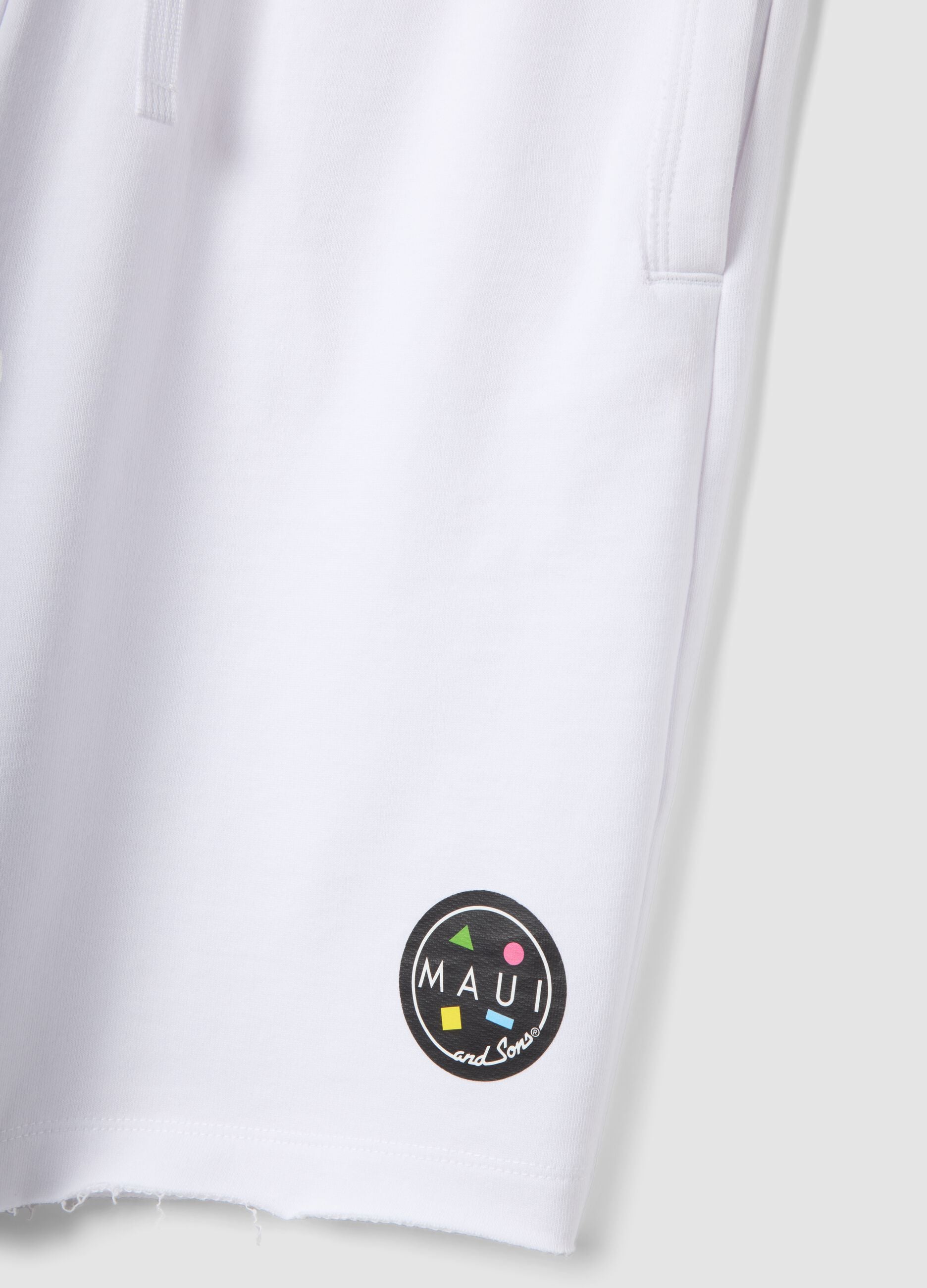 White pure cotton bermuda shorts with elasticated waist