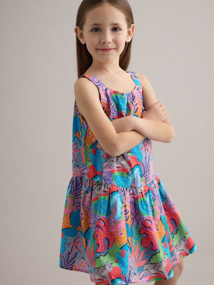 Multicolour pure cotton dress with wide straps_2
