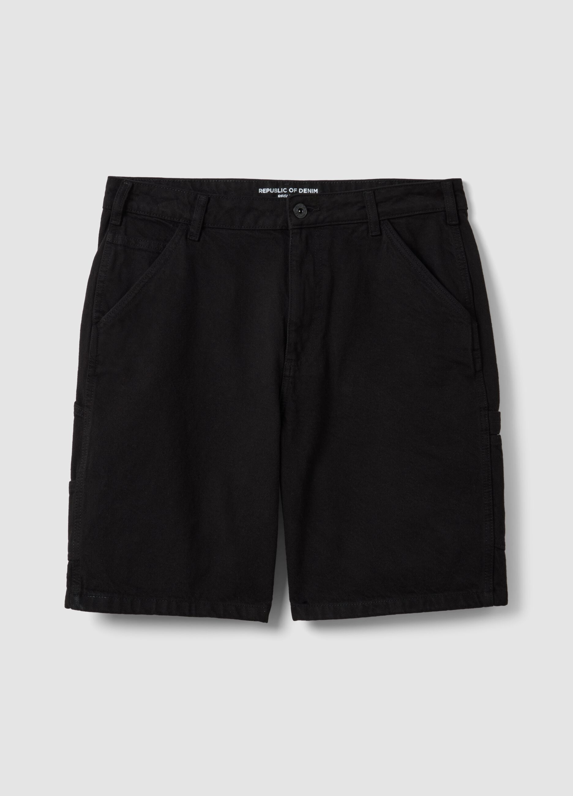 Schwarze Cargo-Bermudas aus reiner Baumwolle