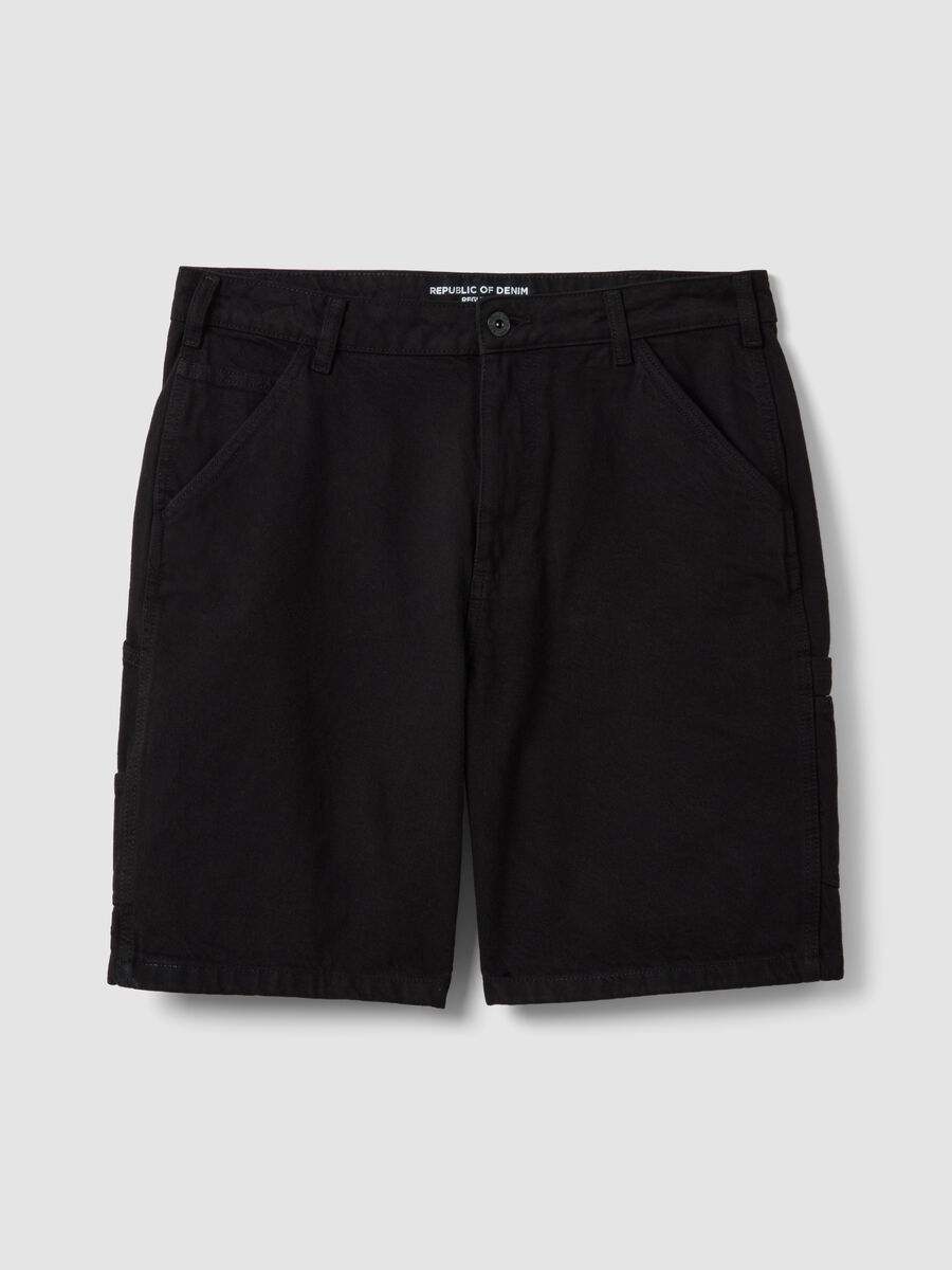 Schwarze Cargo-Bermudas aus reiner Baumwolle_4