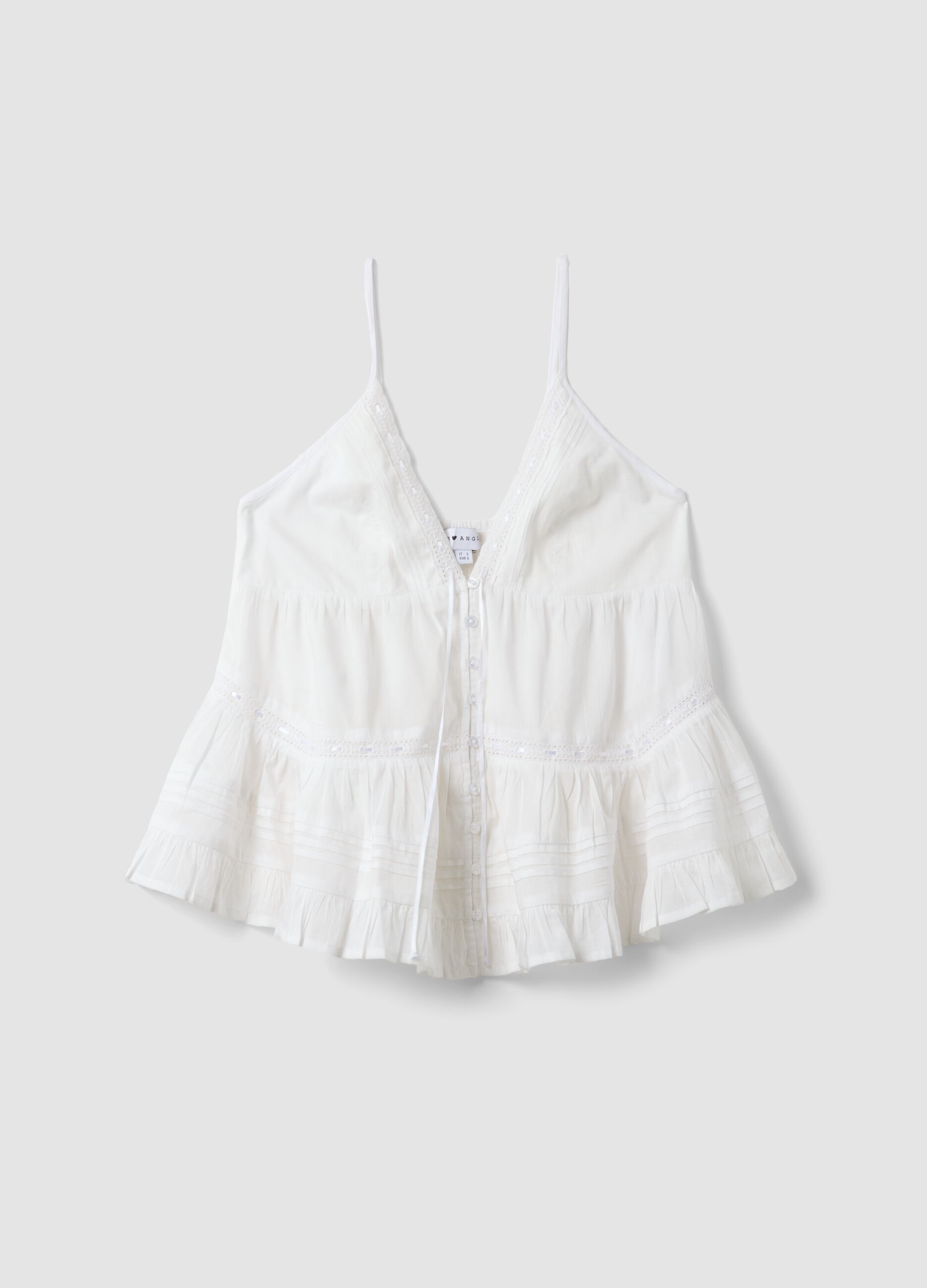 White pure cotton camisole with thin straps