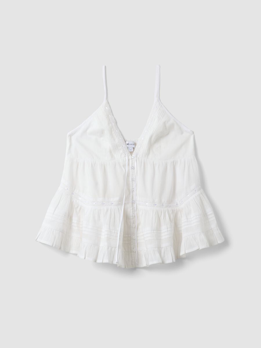 Camiseta de tirantes blanca de algod&oacute;n puro con tirantes finos_5
