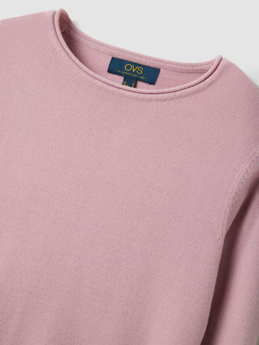 Pink fitted long-sleeve crew-neck top_5