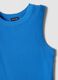 Tank top blu in cotone elasticizzato a costine fitted_1
