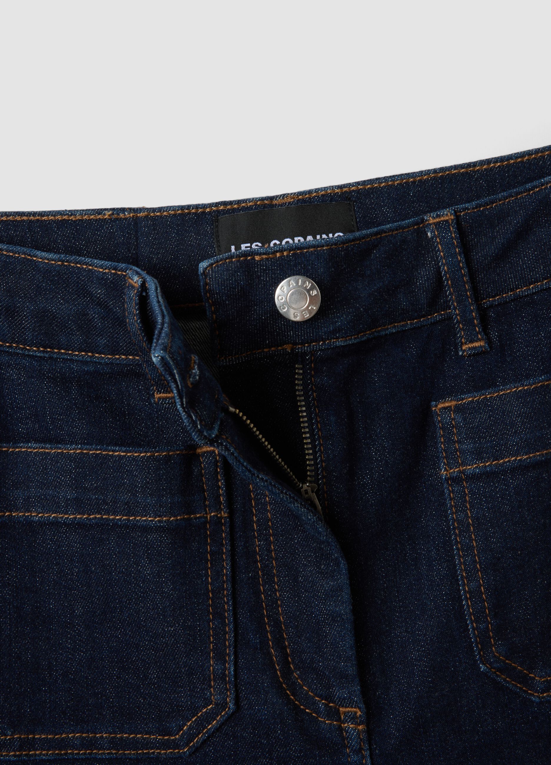Blue wide-leg jeans in stretch cotton