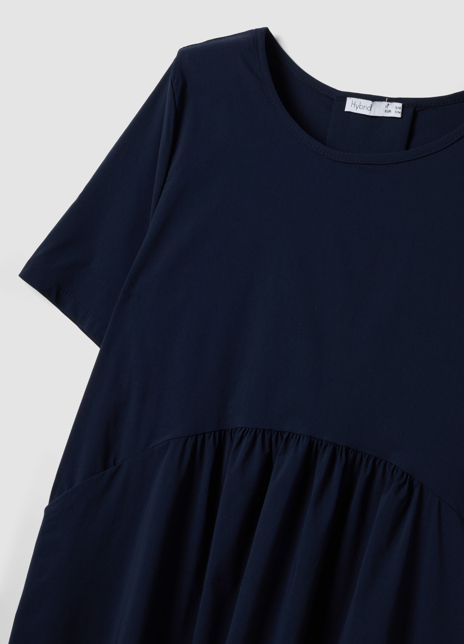Blaues Midikleid aus elastischer Viskose, Regular Fit
