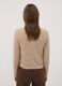 Beige jacquard stretch wool crew-neck cardigan, regular fit_3