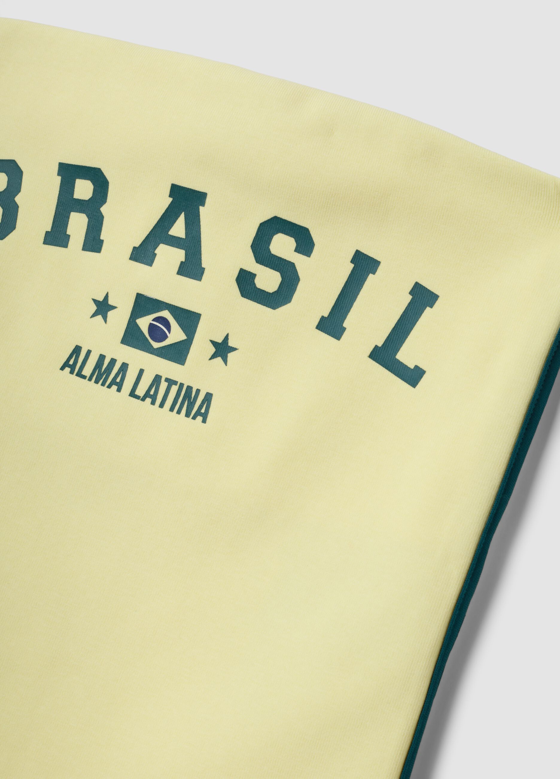 Yellow strapless bandeau top in stretch cotton