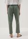 Green linen-cotton blend trousers with elasticated waist, regular fit_2