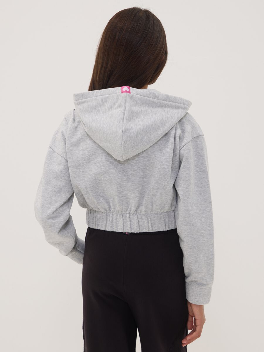 Girls&rsquo; cropped grey cotton-blend hoodie_2