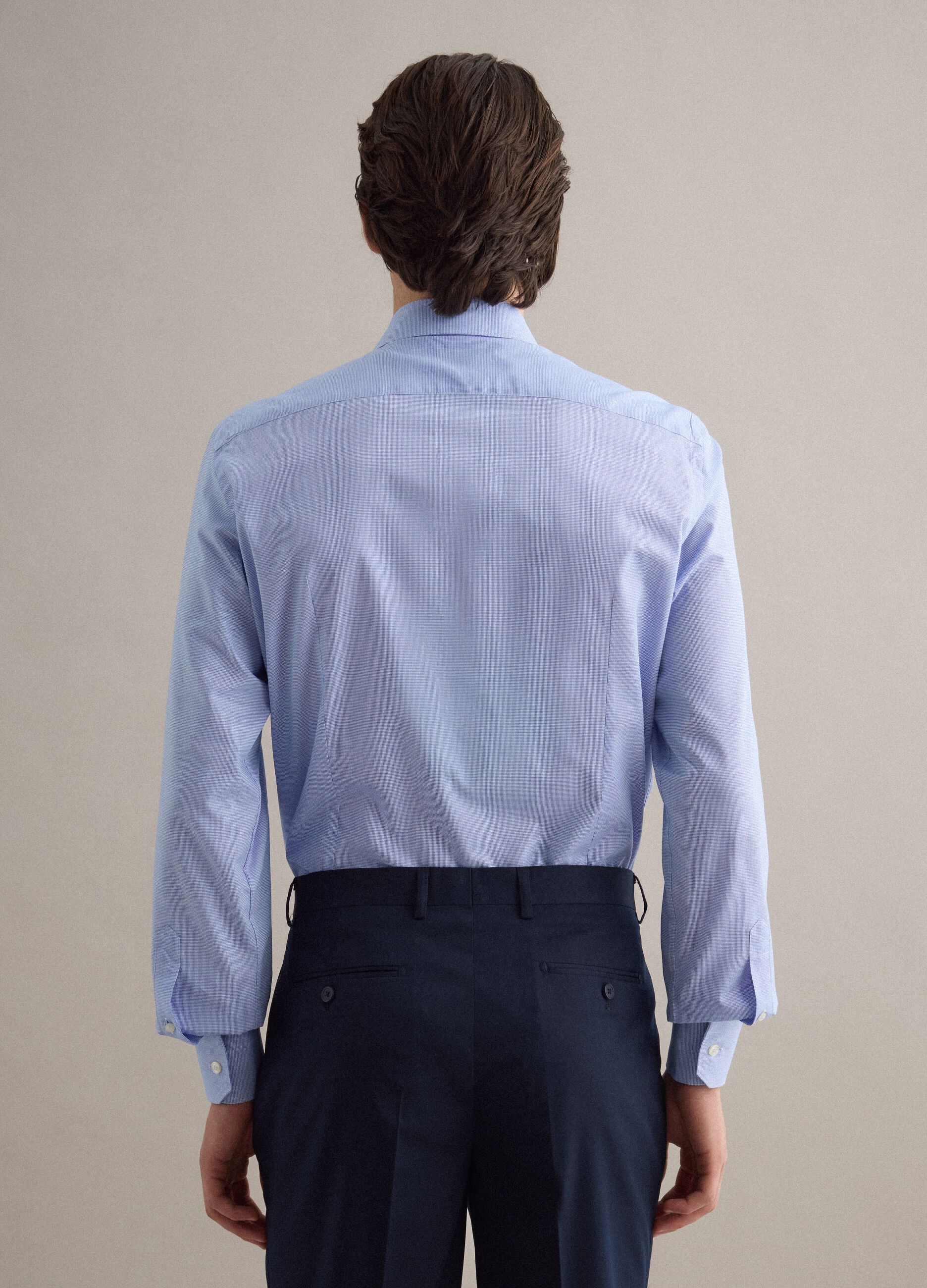 Blue Slim Fit Pure Cotton Shirt