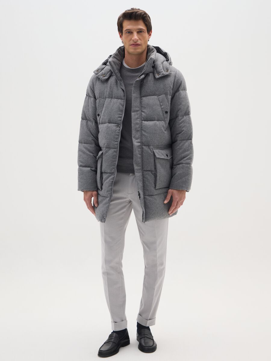 Grey Long Padded Jacket Regular Fit_1