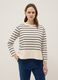White cotton-stretch top with blue stripes, regular fit_0