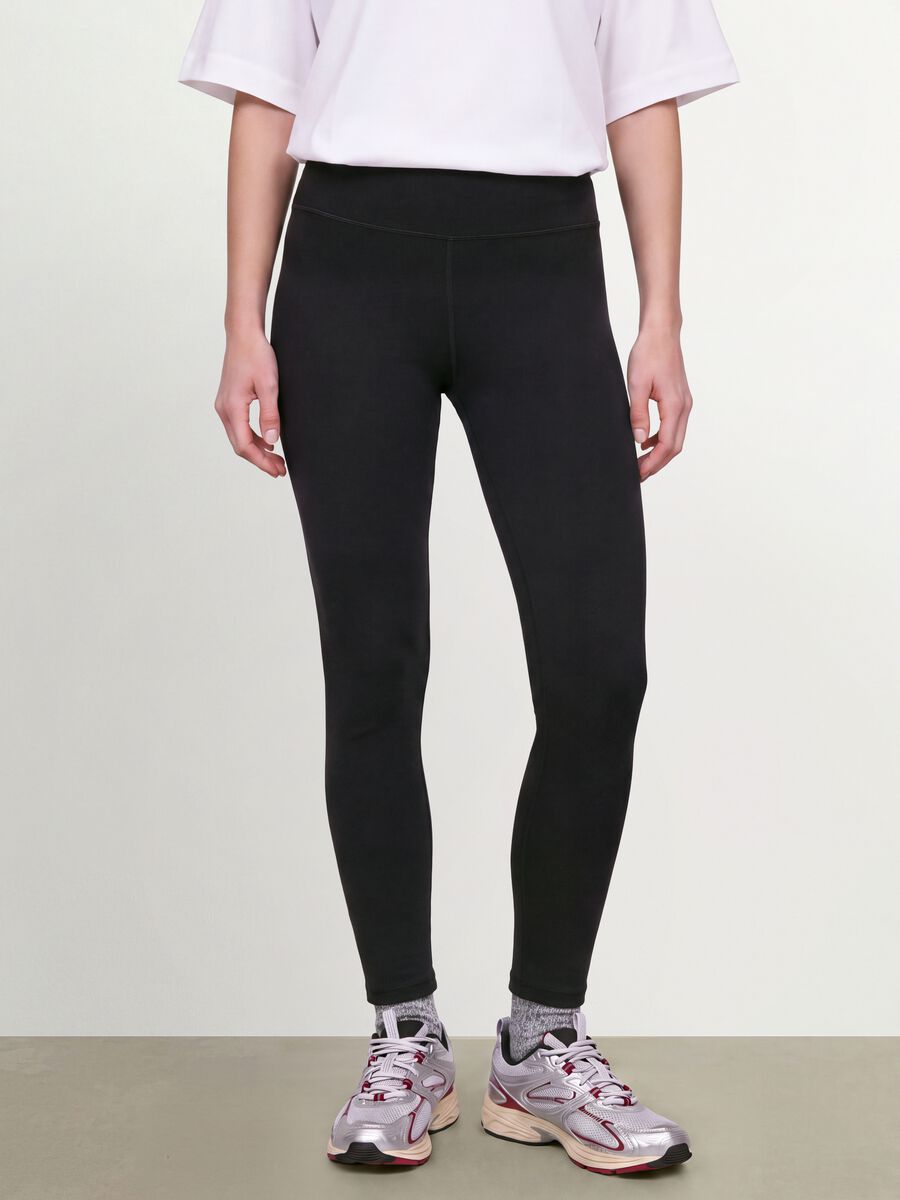 Slim fit black stretch cotton leggings_1