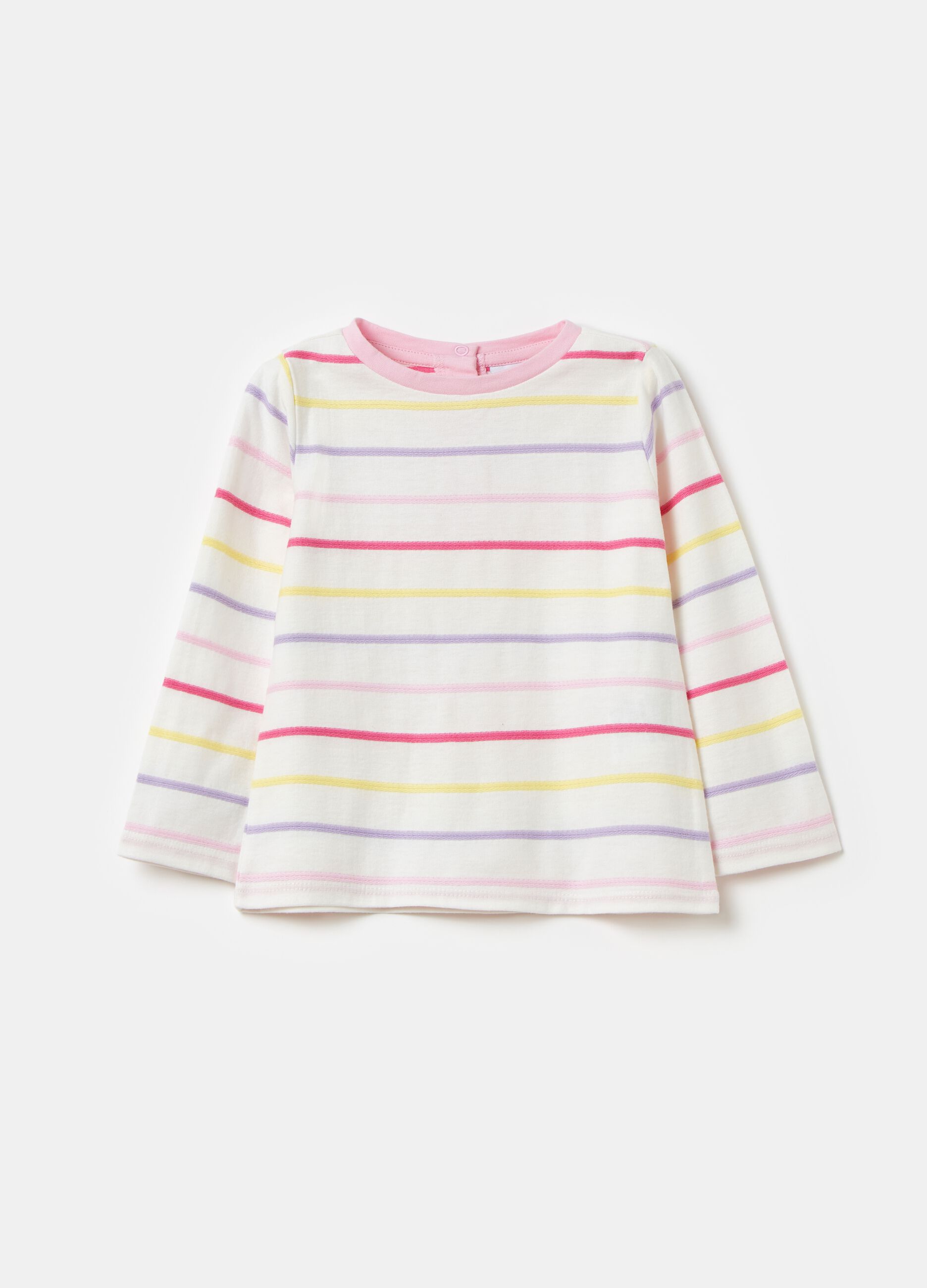Long-sleeved T-shirt with striped embroidery