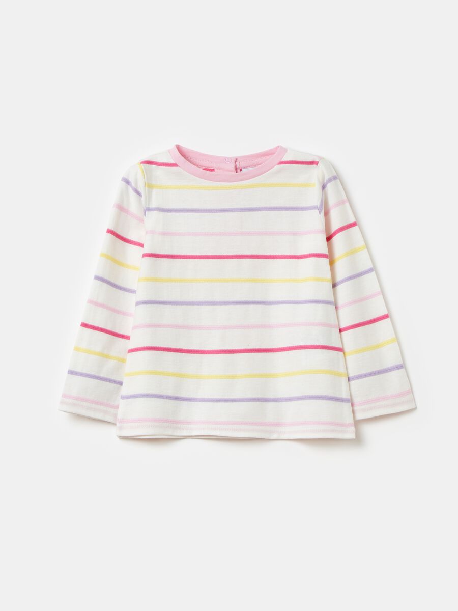 Long-sleeved T-shirt with striped embroidery_0