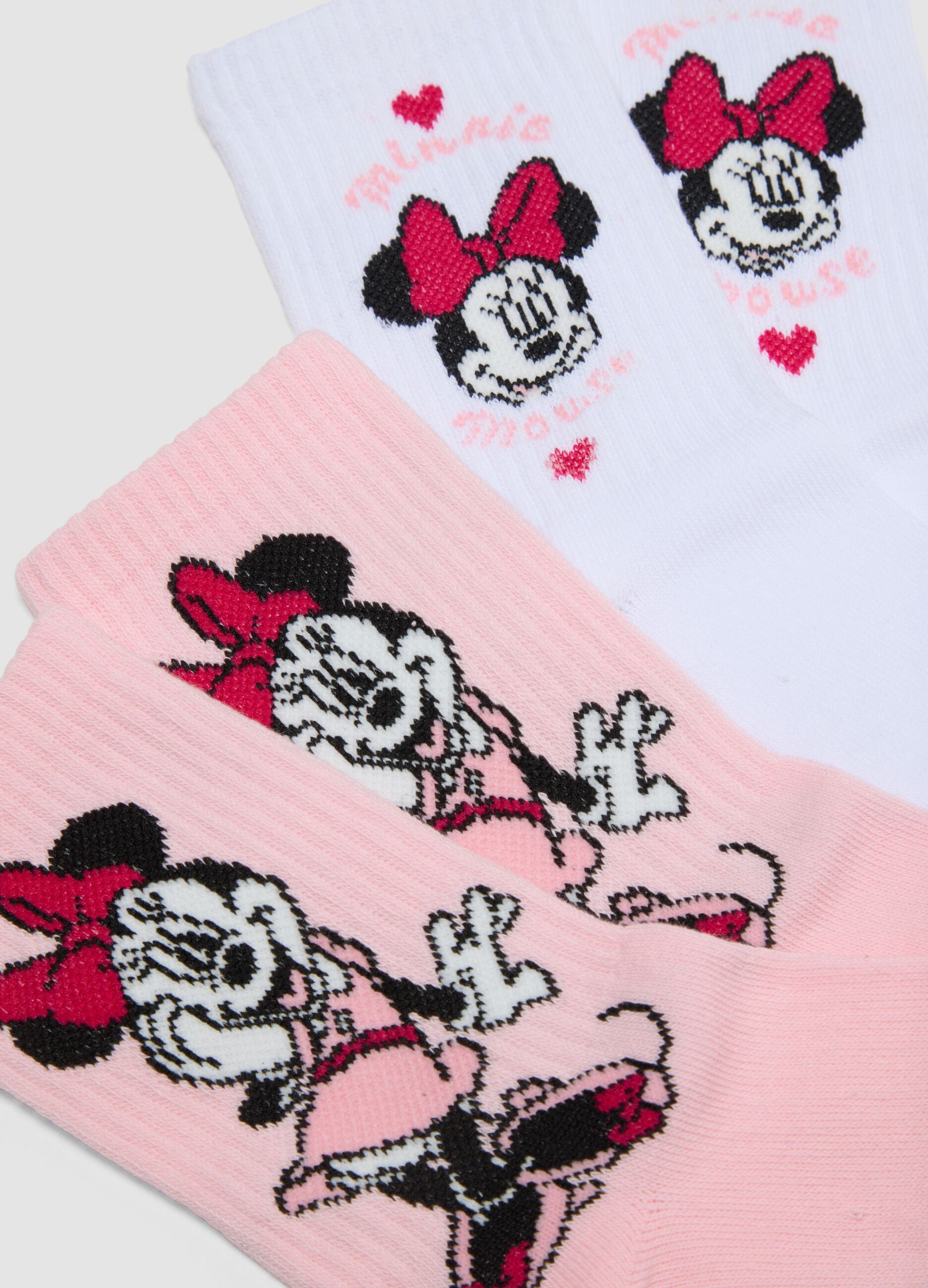 3-pack of Minnie print stretch organic cotton midi socks