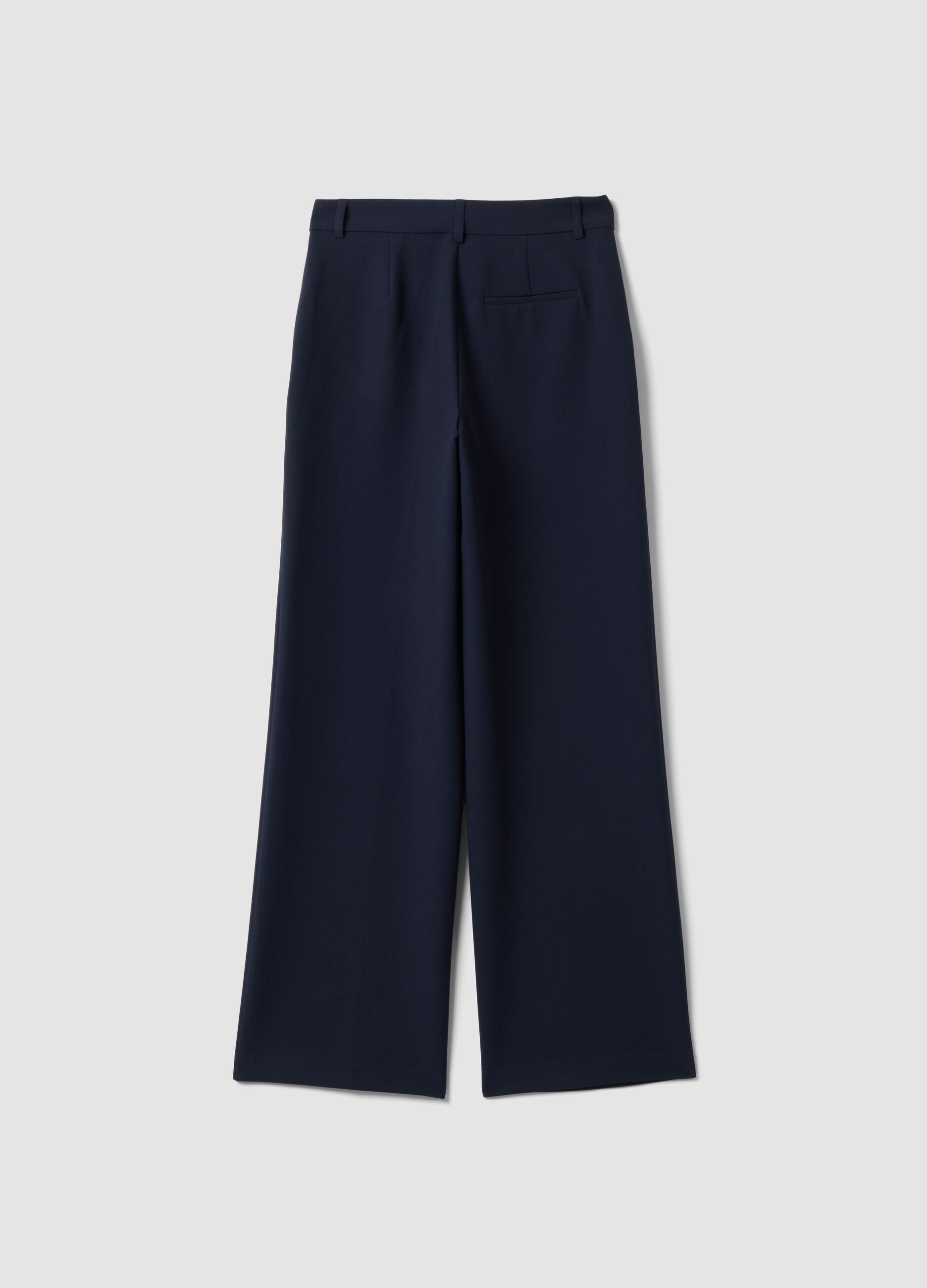 Straight-leg blue stretch viscose trousers