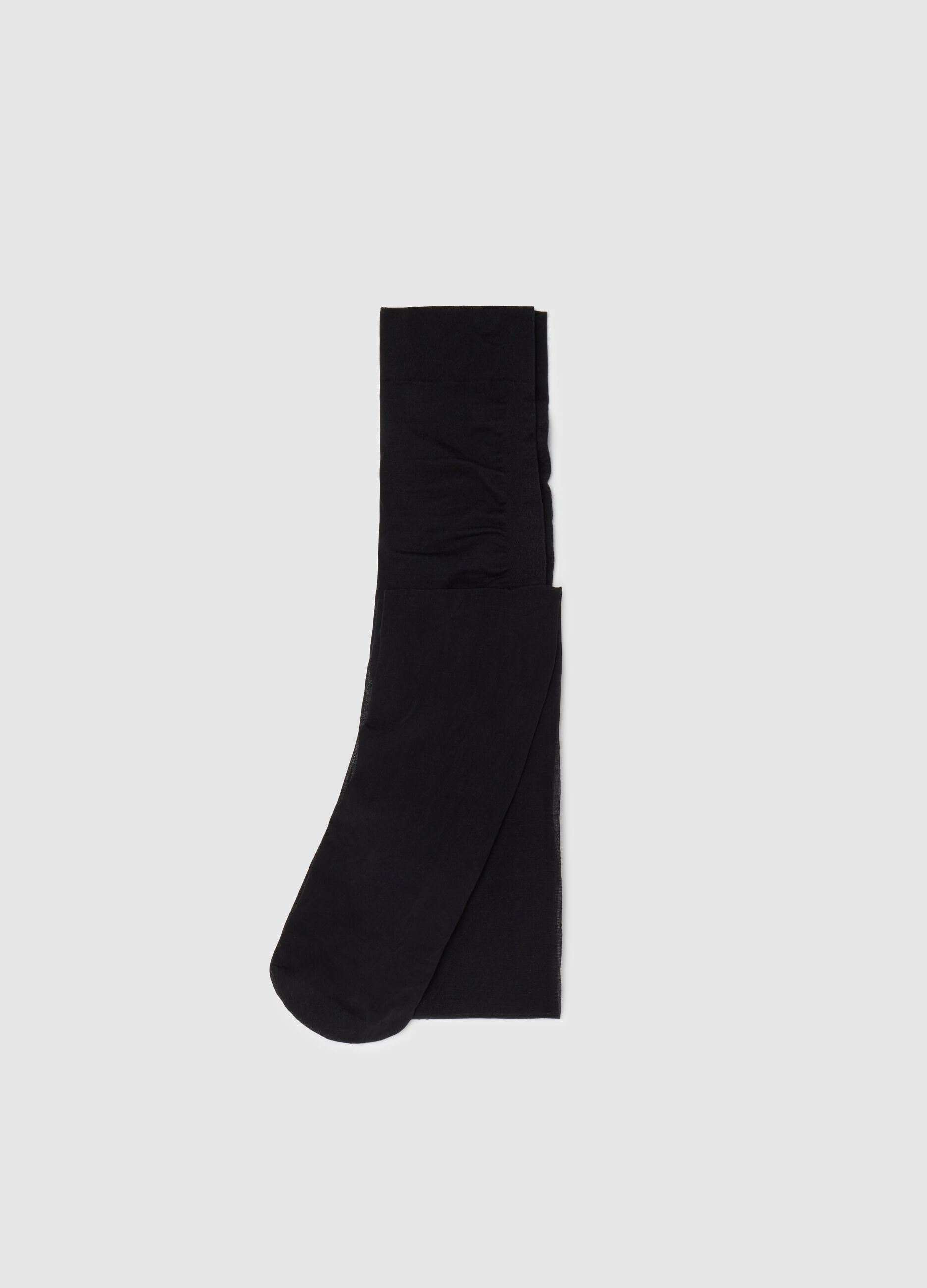 Black semi-sheer stretch tights with shaping effect