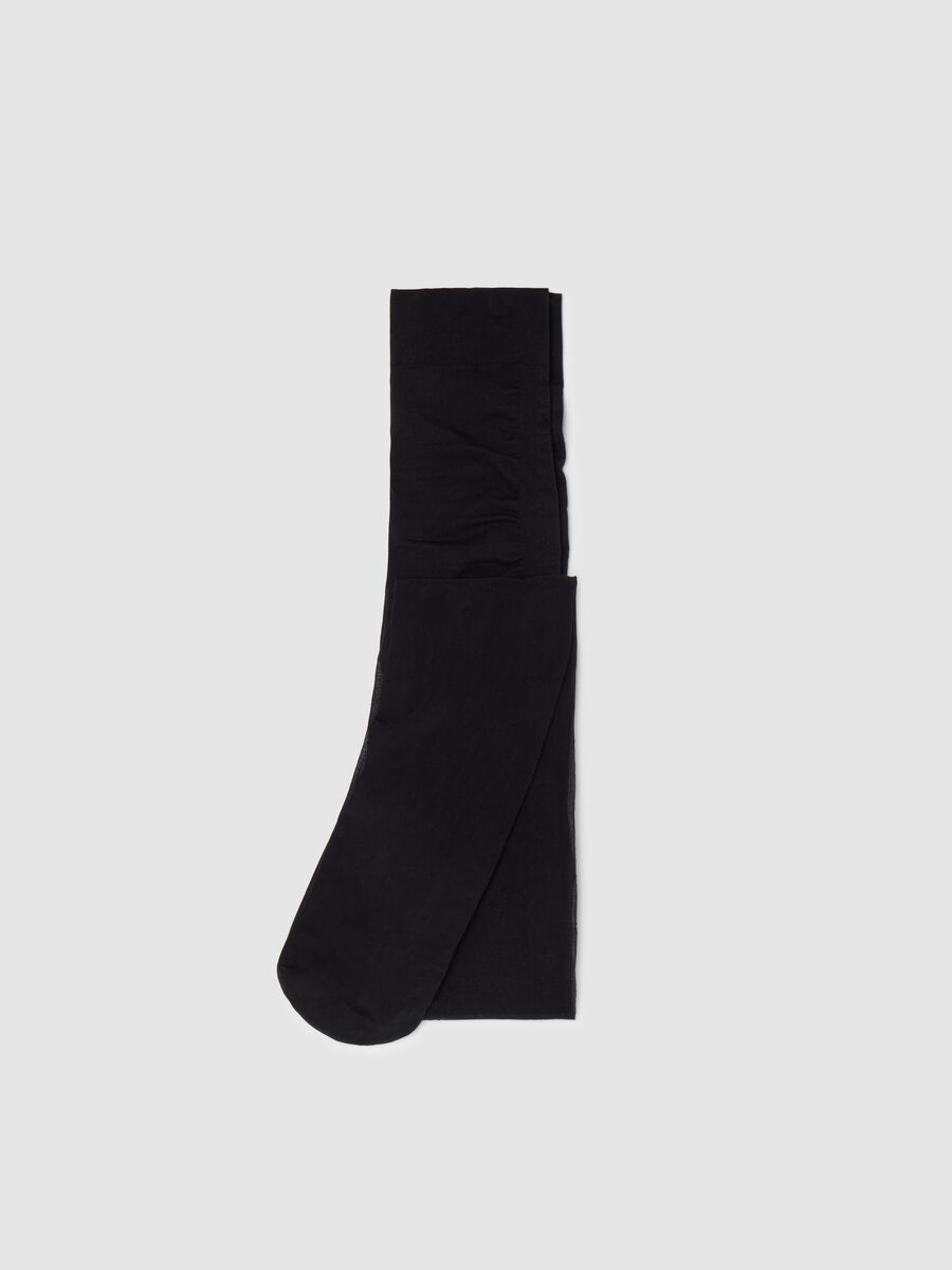 Black semi-sheer stretch tights with shaping effect_2