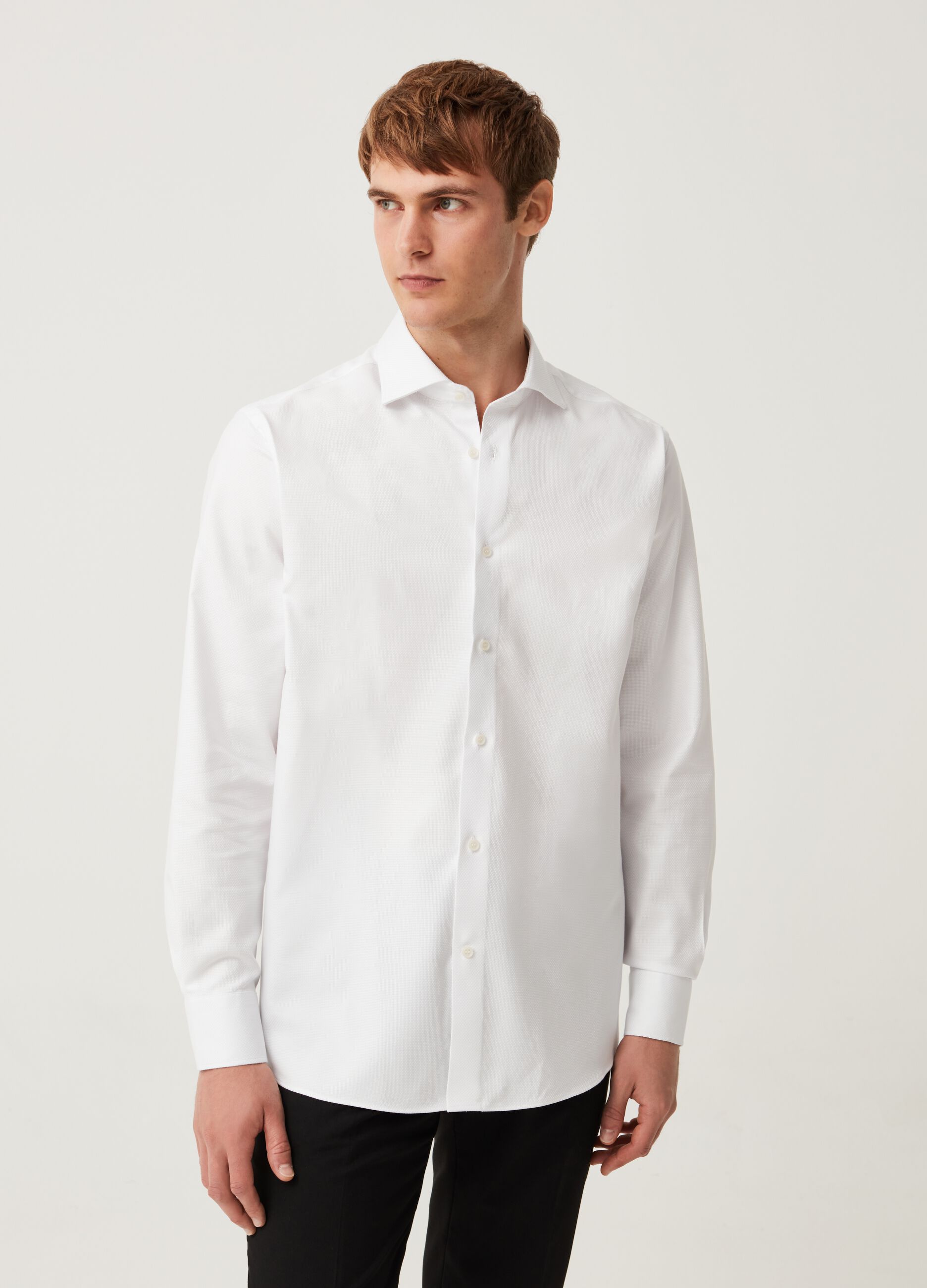 Regular-fit shirt in cotton piquet