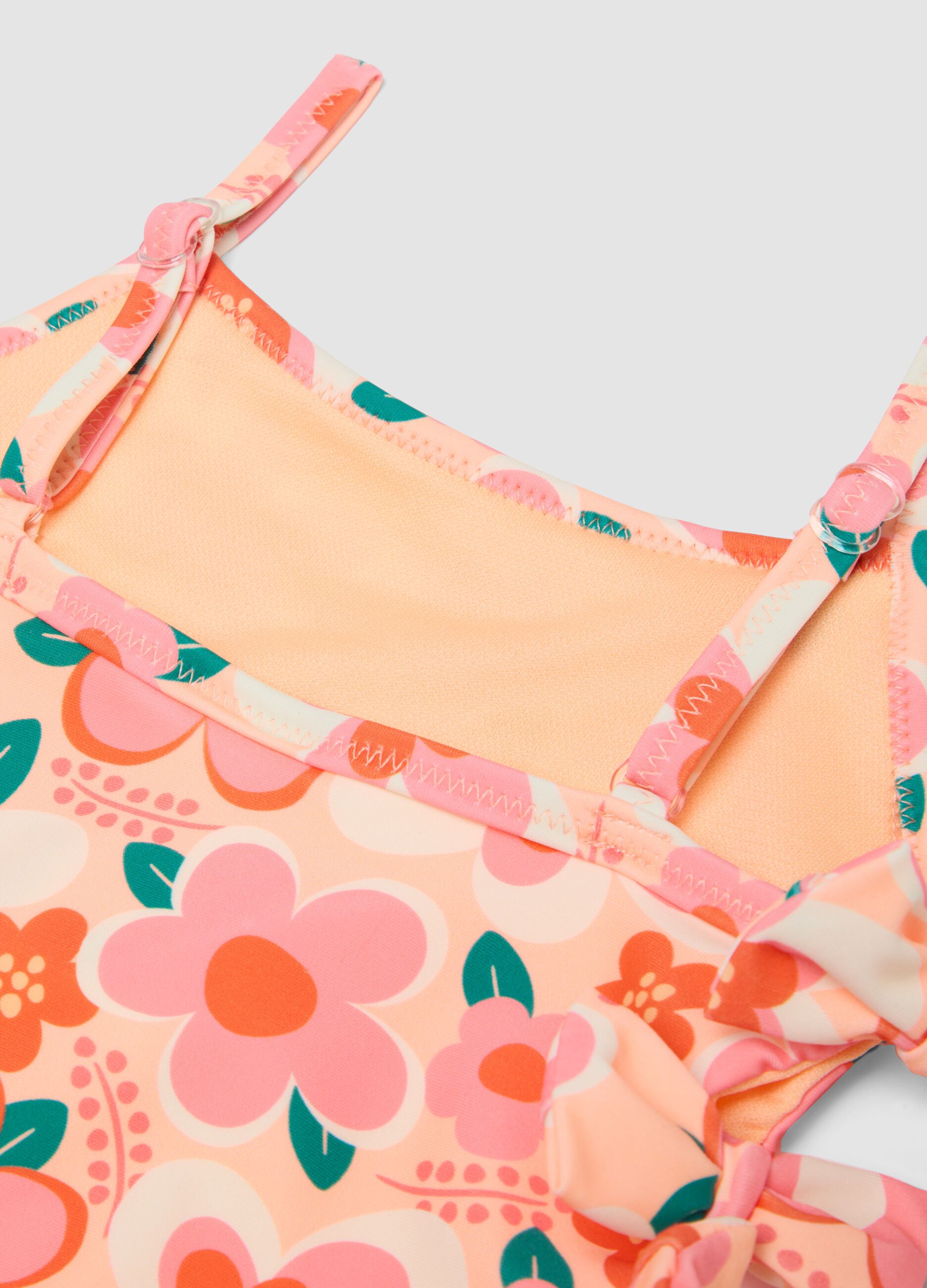 Baby girls&rsquo; multicolour floral one-piece swimsuit in stretch fabric