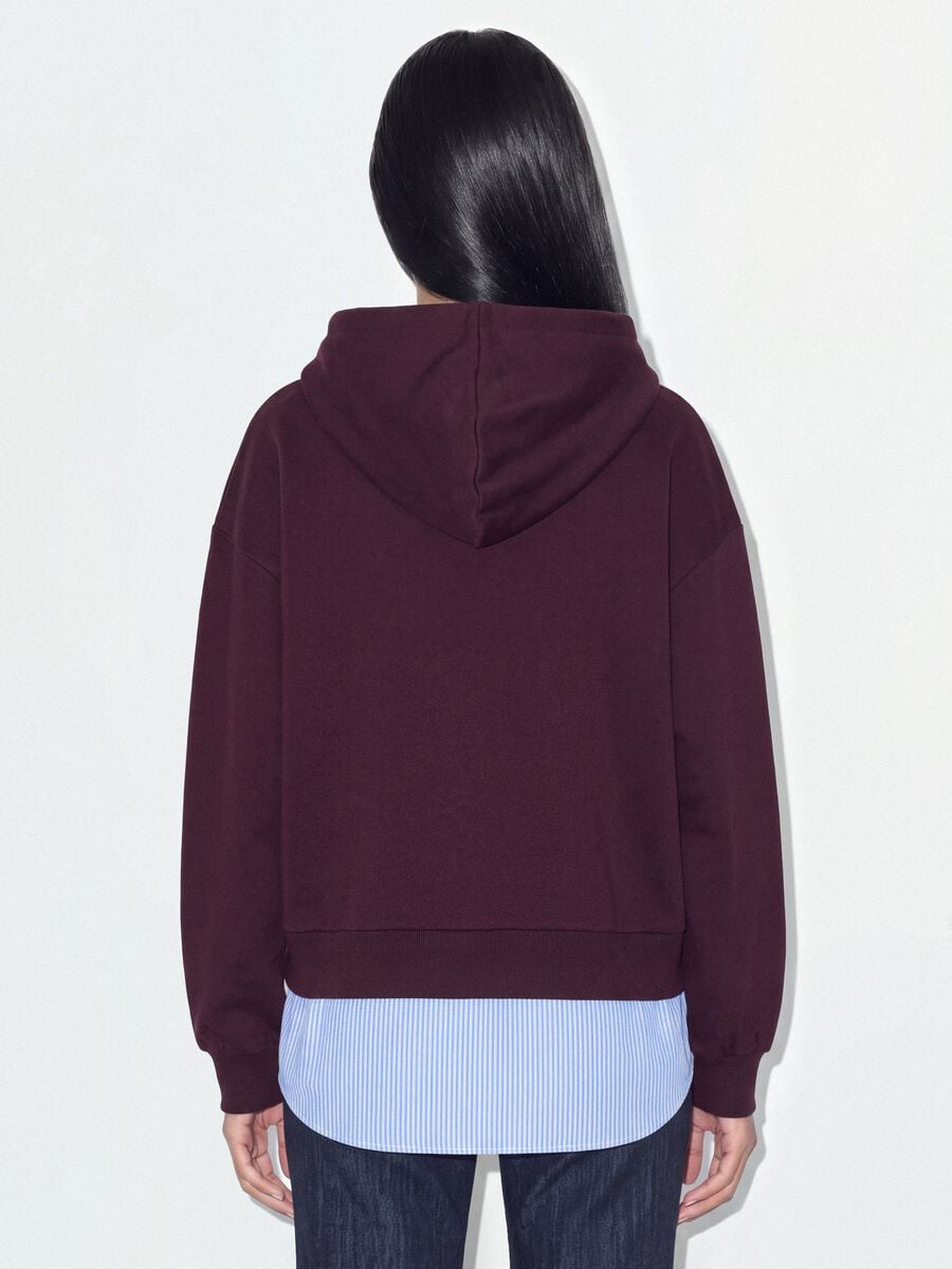 Felpa viola in misto cotone con cappuccio e finta camicia_3