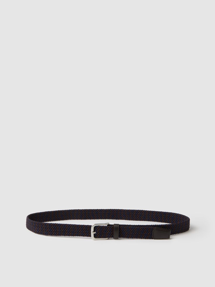 Multicolour braided belt with metal buckle_0