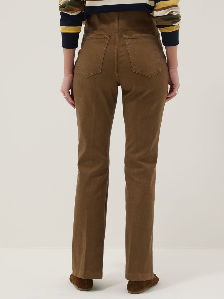Brown Stretch Cotton Maternity Flare Trousers_2