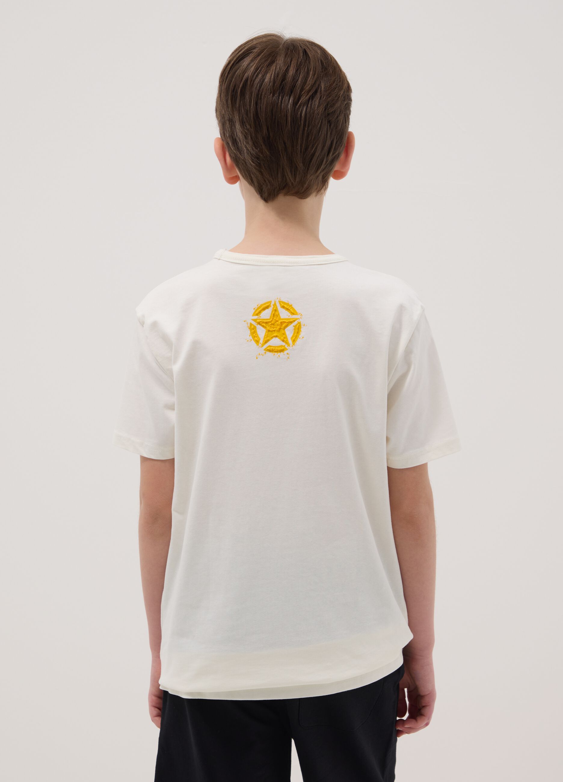 Children's white pure cotton T-shirt regular fit with print