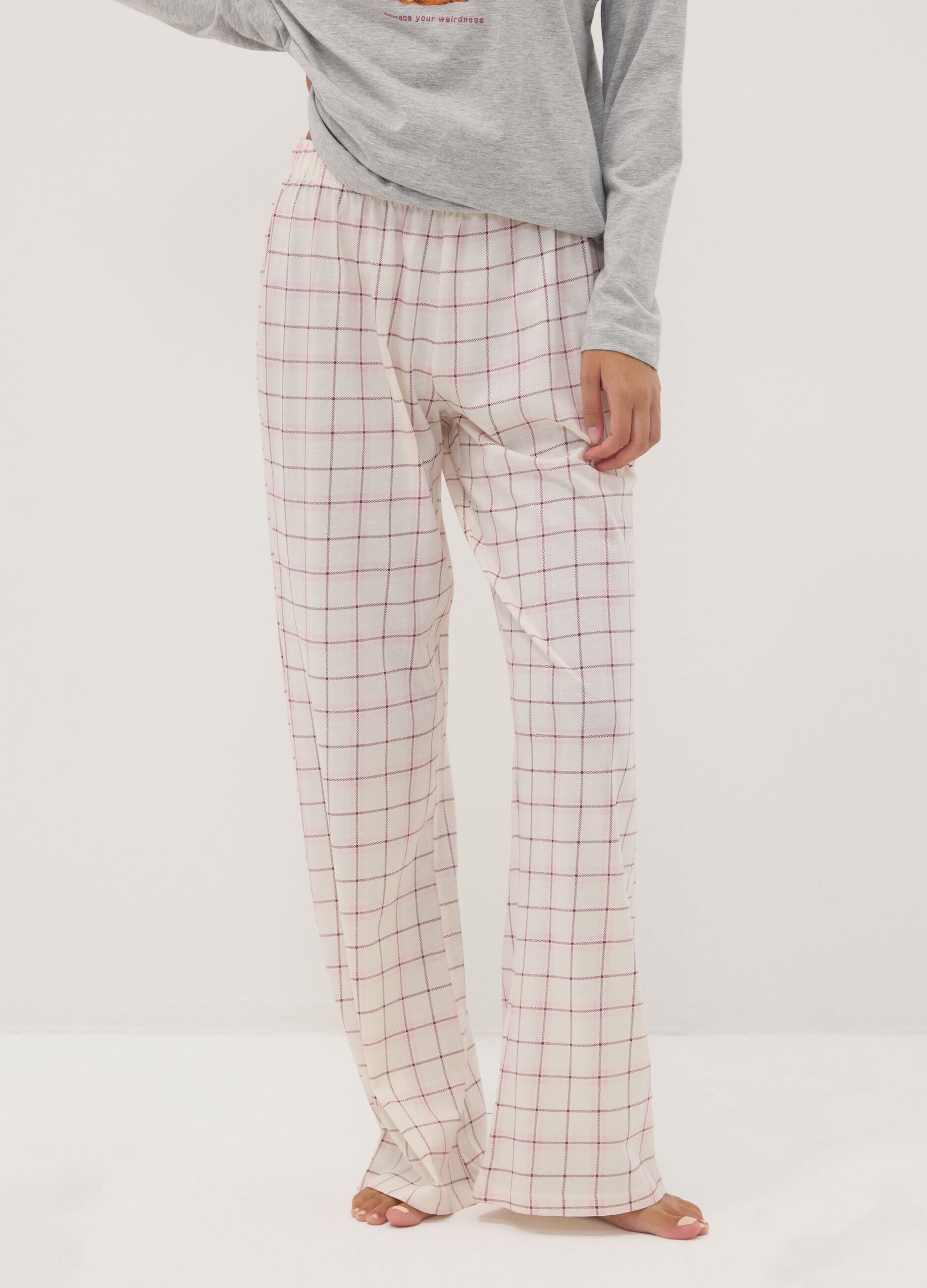 Grey marl organic cotton and viscose blend crew-neck pyjamas