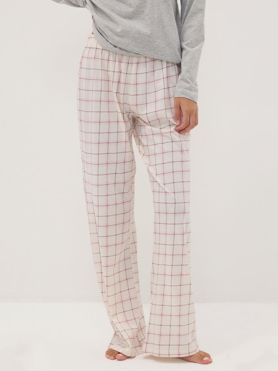 Grey marl organic cotton and viscose blend crew-neck pyjamas_3