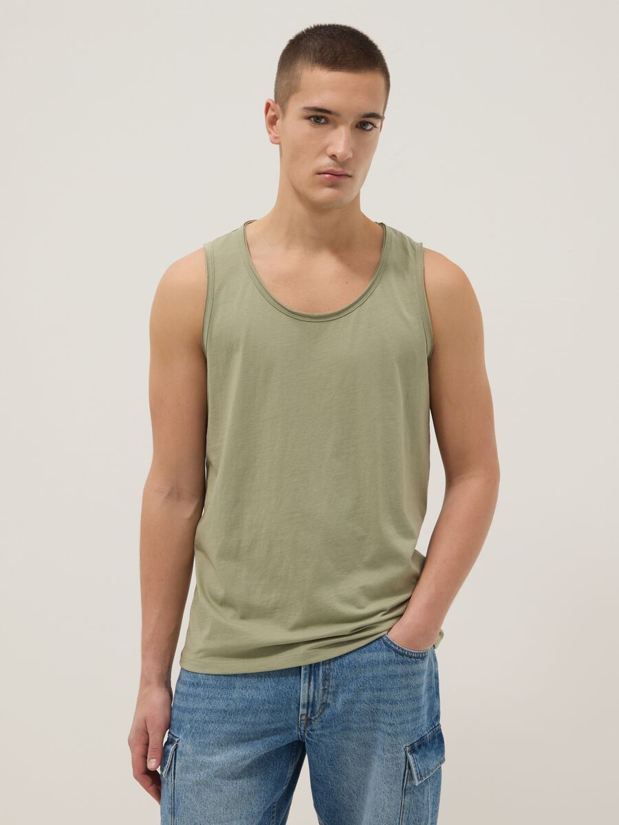 Green pure cotton vest top_1