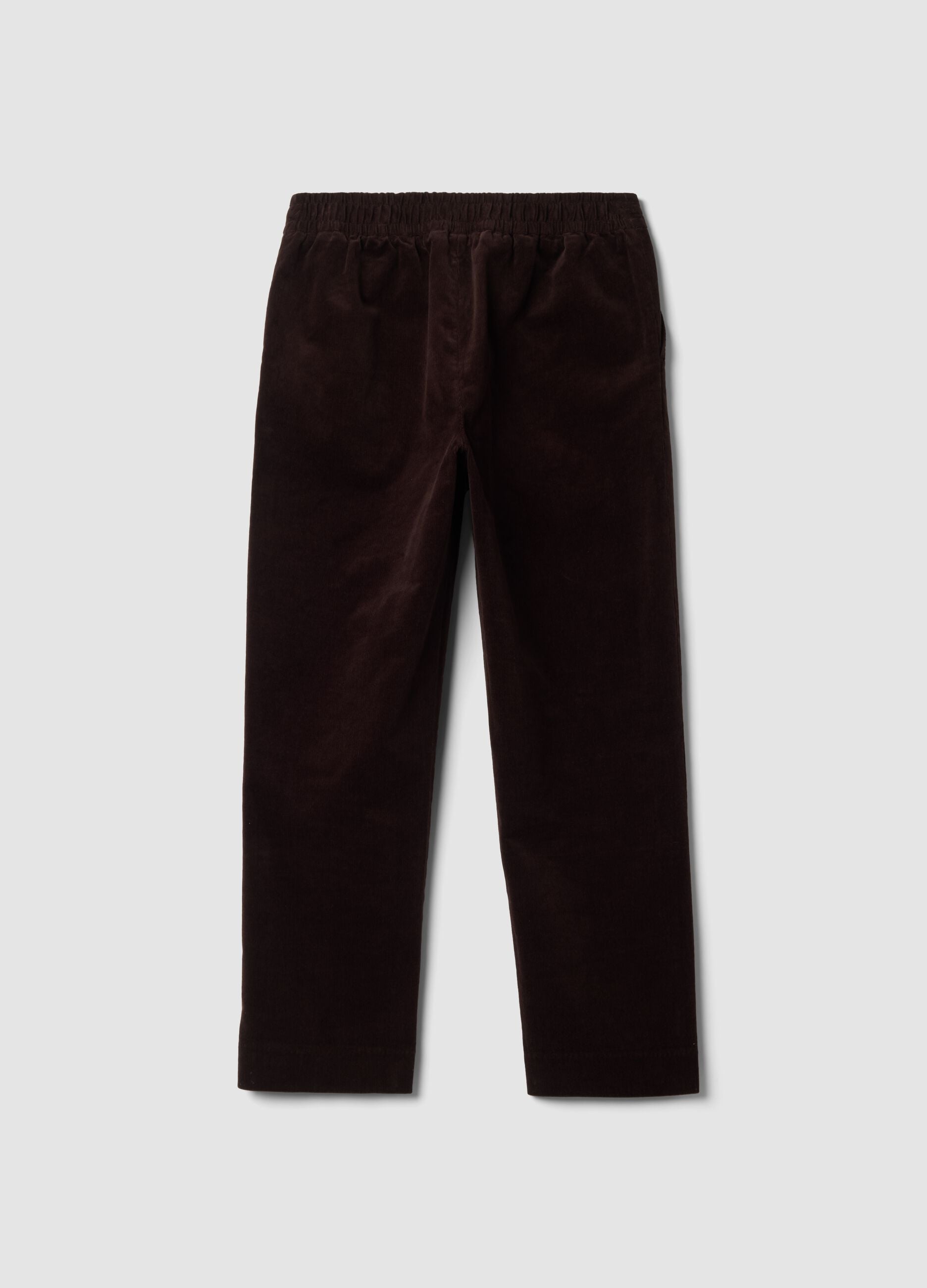 Braune Ripp-Hose aus Stretch-Baumwolle mit elastischem Bund