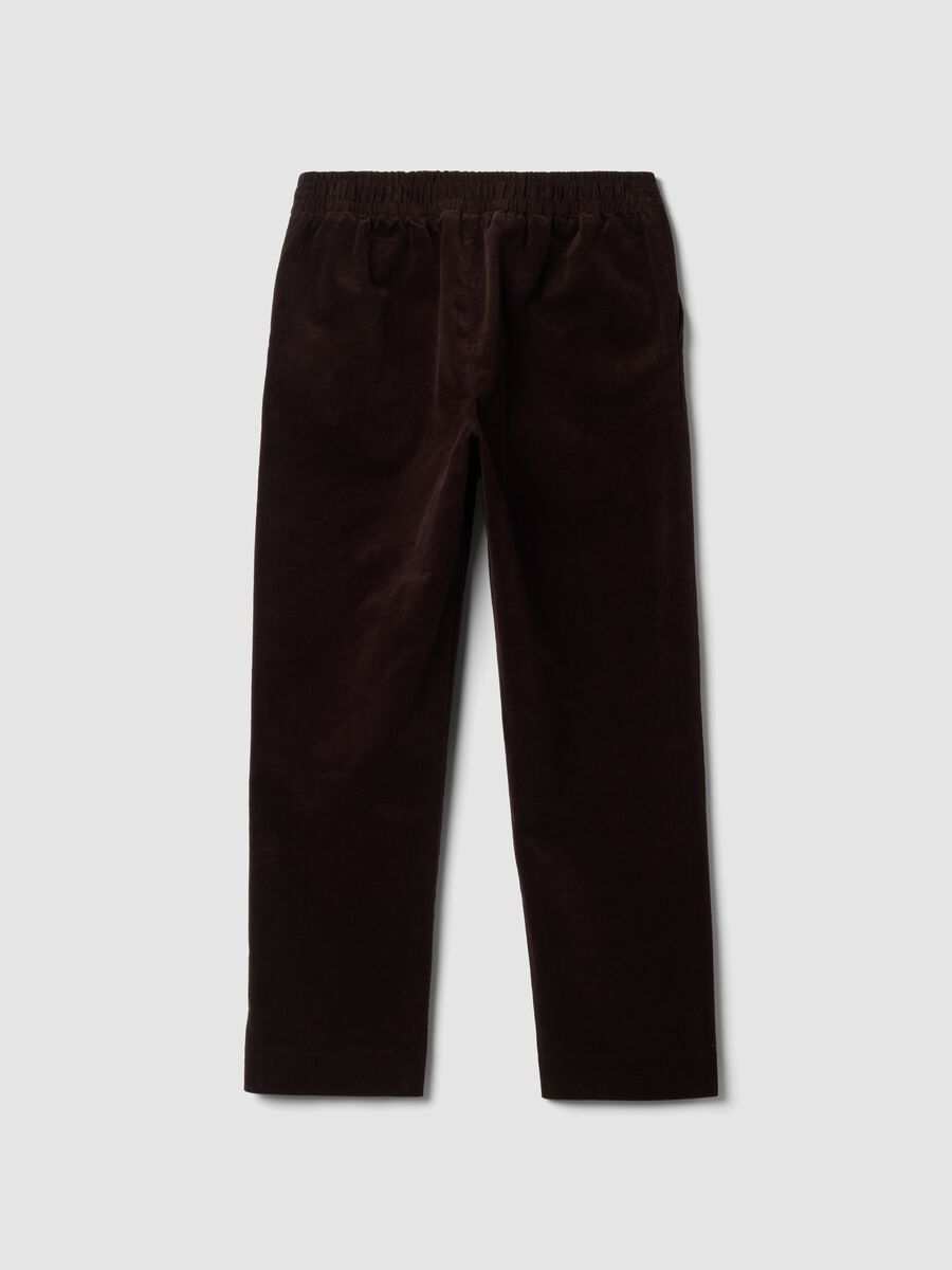 Braune Ripp-Hose aus Stretch-Baumwolle mit elastischem Bund_6