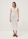 Wei&szlig;es Slim-Fit-Kleid aus reiner Baumwolle mit Lochmuster und tiefem V-Ausschnitt_0