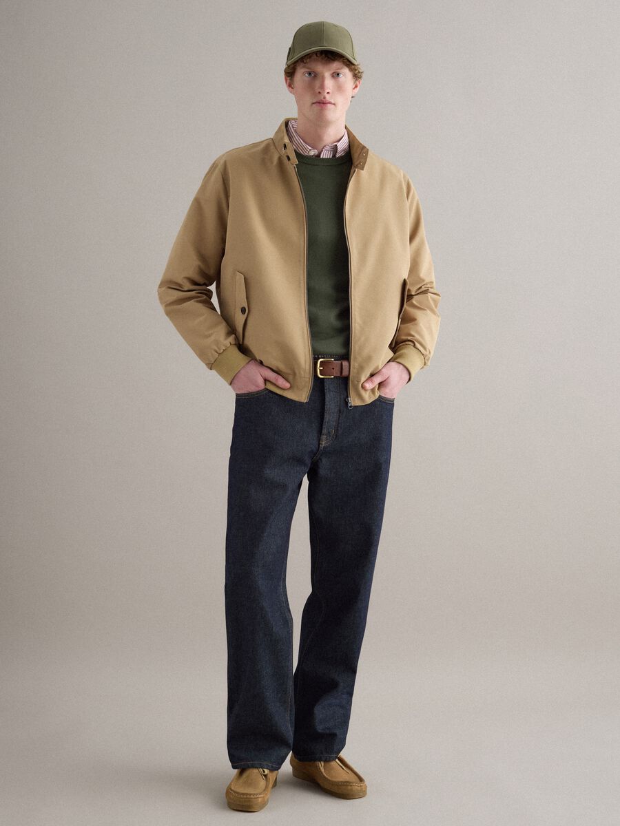 Beige regular fit jacket with zip_1