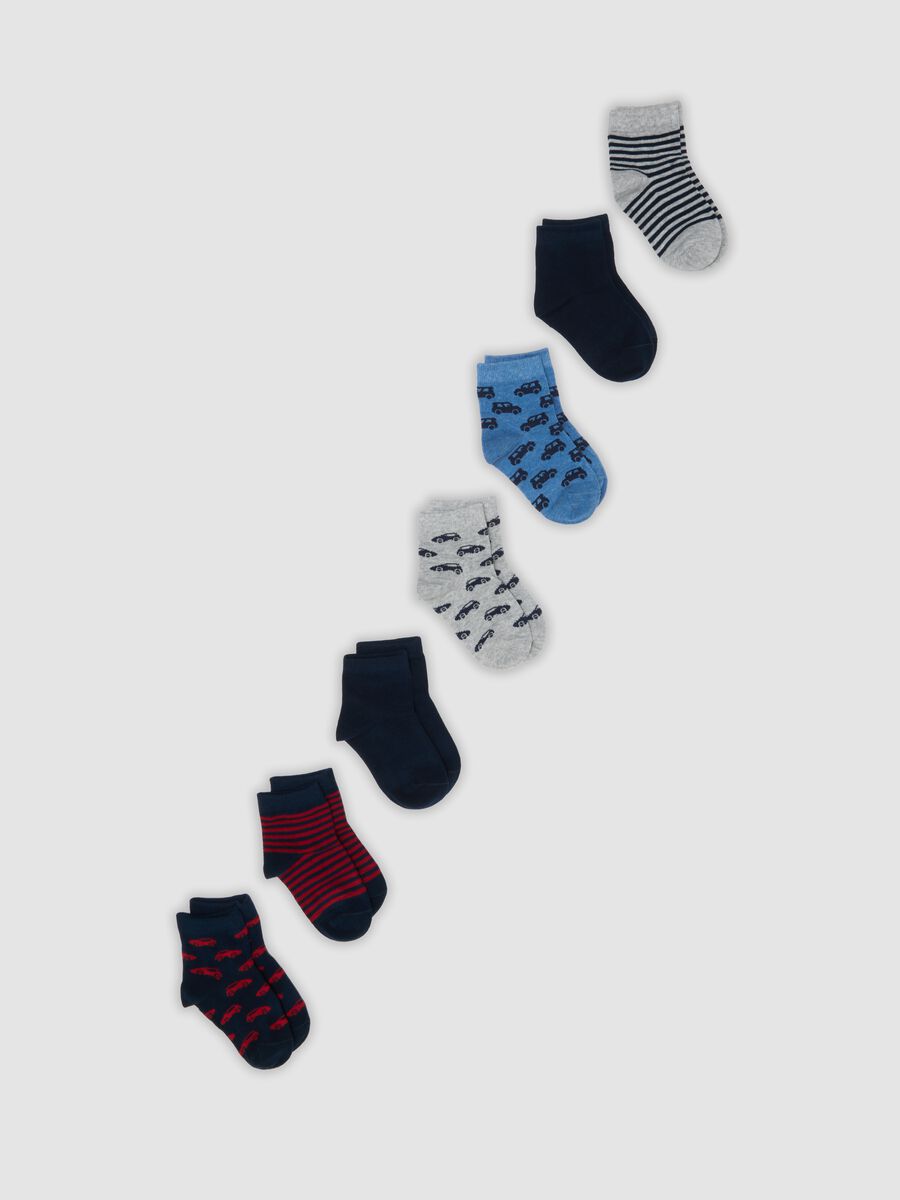 Seven-pack of short patterned socks in stretchy organic cotton_0