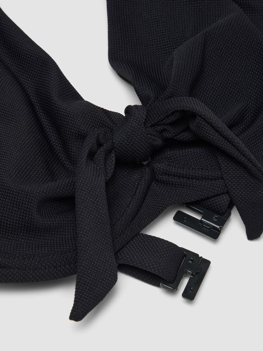 Schwarzes Stretch-Bikini-Top mit Schleife_5